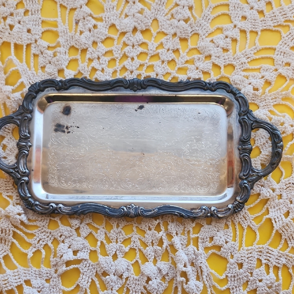 Elegant Silver Rectangular Tray